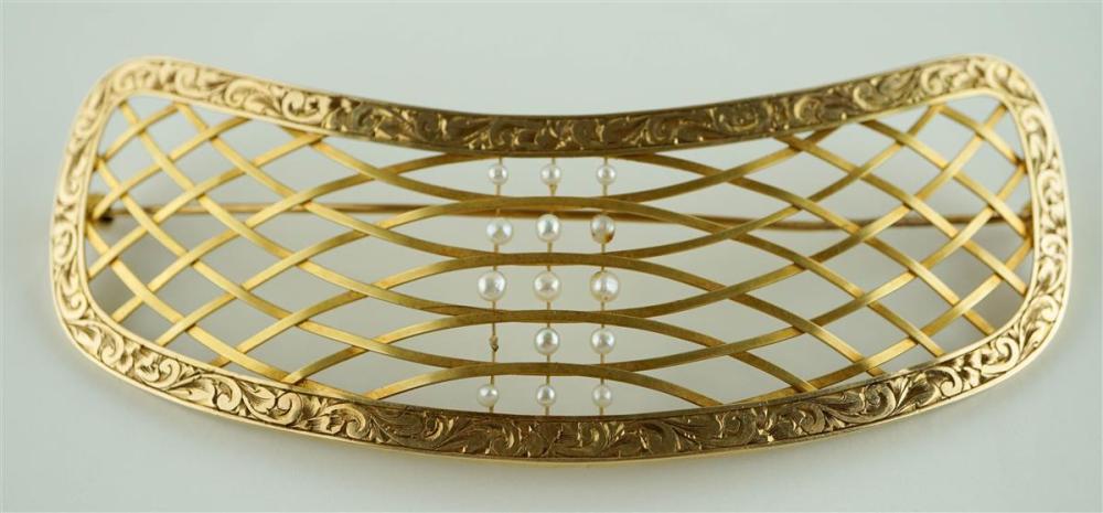 14K YELLOW GOLD AND PEARL HAIR