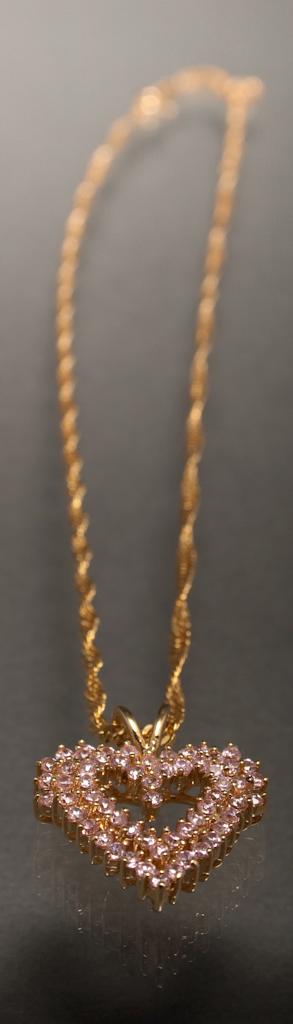 14K yellow gold and pink gemstone