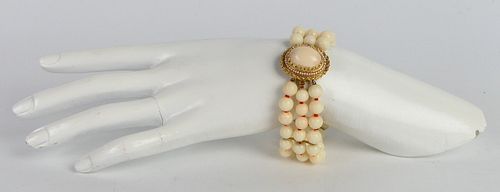 14K YELLOW GOLD ANGEL SKIN CORAL
