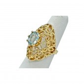 14K YELLOW GOLD, AQUAMARINE FI
