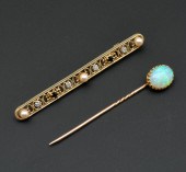 14K YELLOW GOLD BAR PIN AND FI