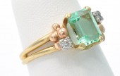 14K YELLOW GOLD, BERYL AND DIA