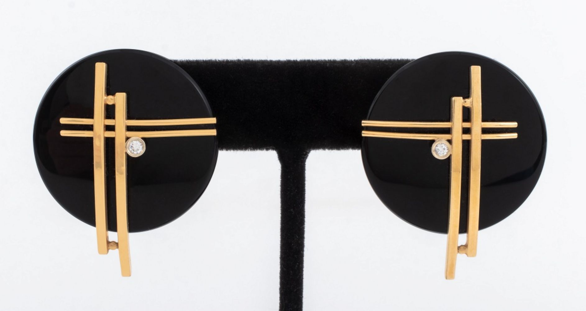 14K YELLOW GOLD BLACK ONYX AND