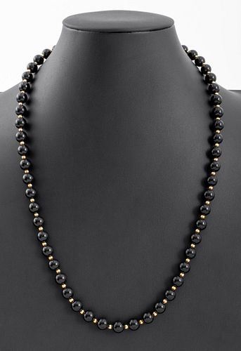 14K YELLOW GOLD BLACK ONYX BEAD