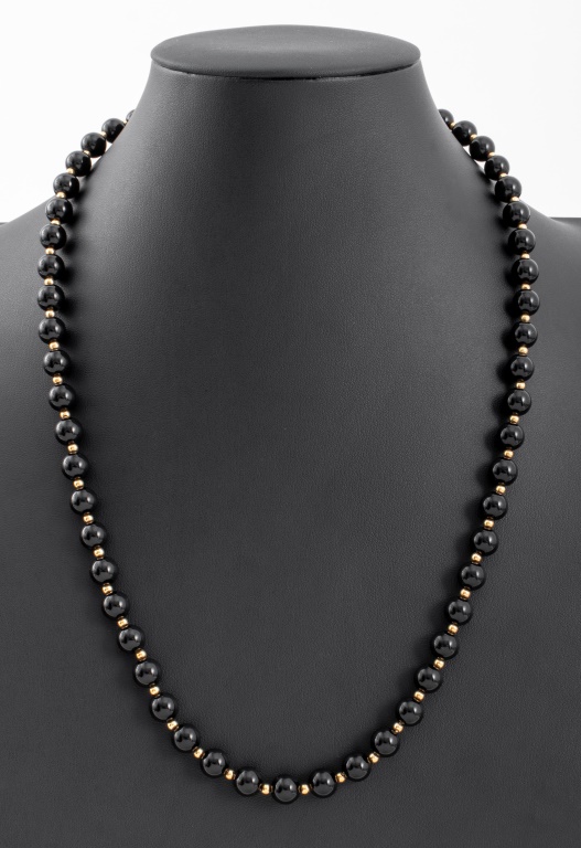 14K YELLOW GOLD BLACK ONYX BEAD