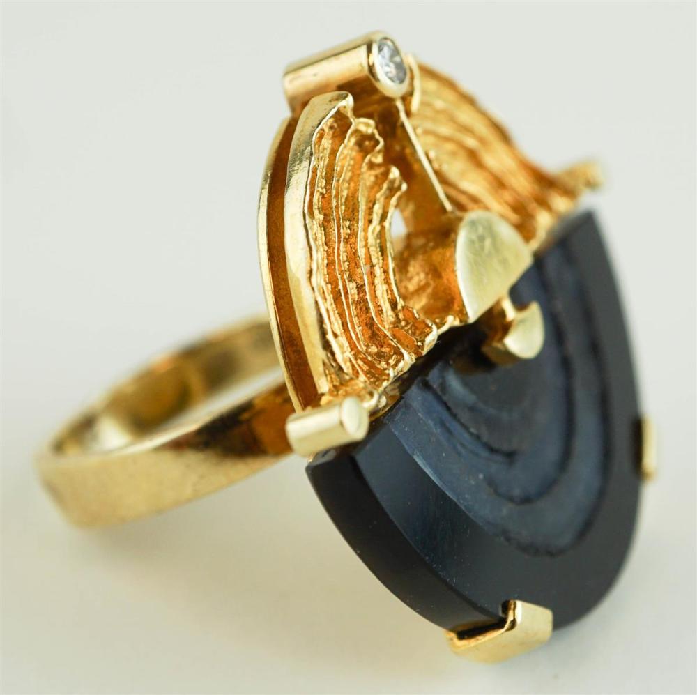 14K YELLOW GOLD BLACK ONYX GEODE