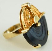 14K YELLOW GOLD BLACK ONYX GEO