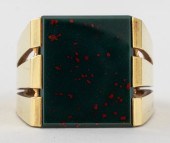 14K YELLOW GOLD BLOODSTONE RIN