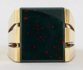 14K YELLOW GOLD BLOODSTONE RIN