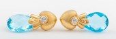14K YELLOW GOLD  BLUE TOPAZ BR