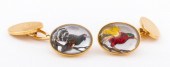 14K YELLOW GOLD CARVED CRYSTAL
