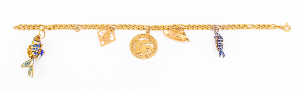 14K YELLOW GOLD CHARM BRACELET