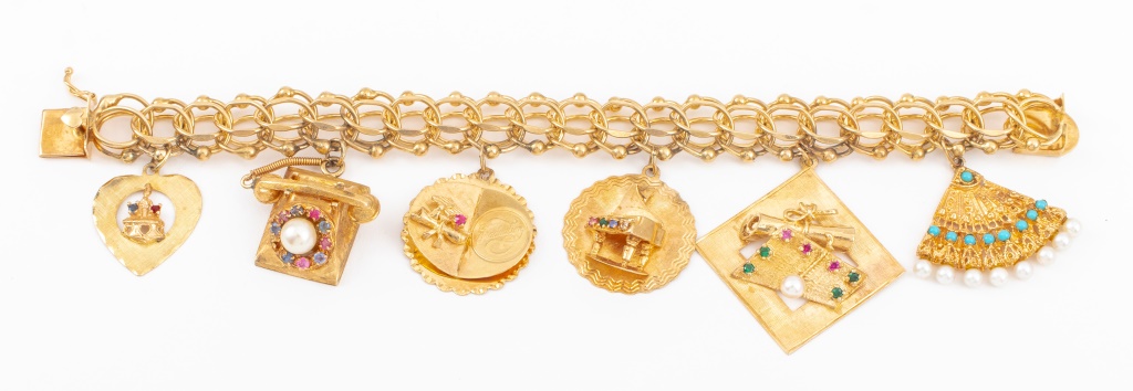 14K YELLOW GOLD CHARM BRACELET