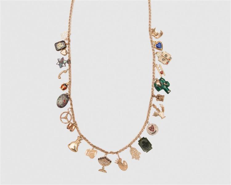 14K YELLOW GOLD CHARM NECKLACE14K
