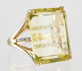 14K YELLOW GOLD CITRINE & DIAM
