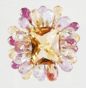 14K YELLOW GOLD CITRINE CLUSTE