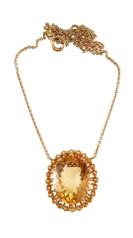14K YELLOW GOLD CITRINE NECKLACE14K