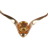 14K YELLOW GOLD CITRINE RETRO