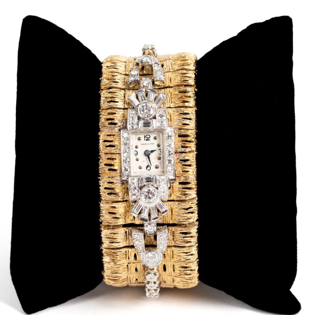 14K YELLOW GOLD & DIAMOND WATCH &