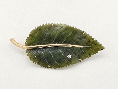 14K YELLOW GOLD, DIAMOND & CARVED