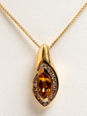 14K YELLOW GOLD DIAMOND & CITR