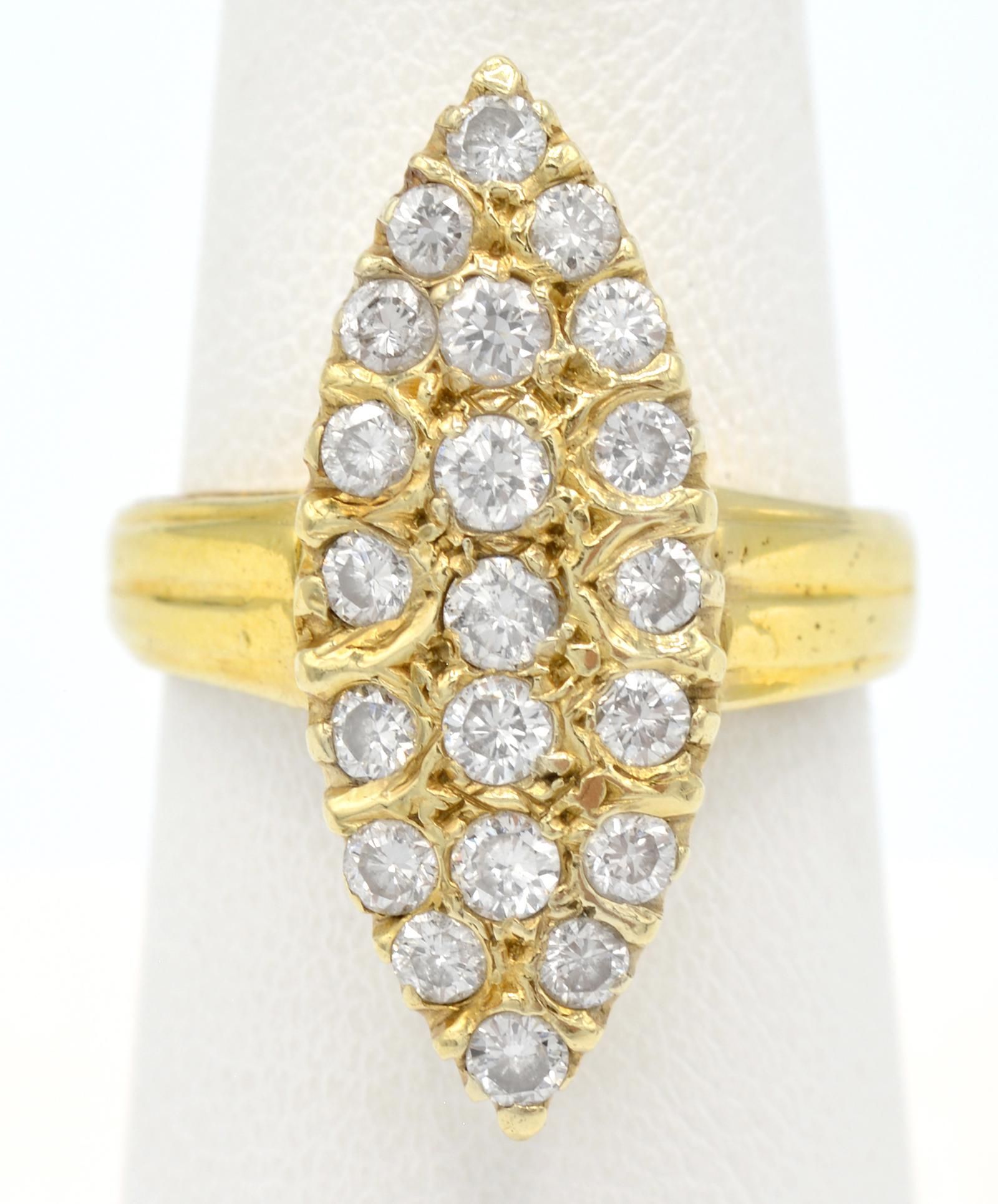 14K YELLOW GOLD & DIAMOND NAVETTE