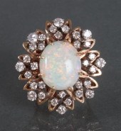 14K yellow gold diamond and op