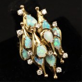 14K YELLOW GOLD DIAMOND AND OP