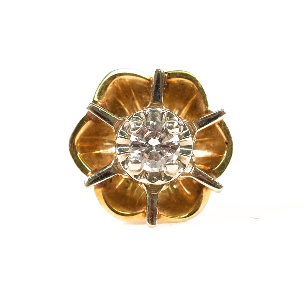 14K YELLOW GOLD DIAMOND FLOWER