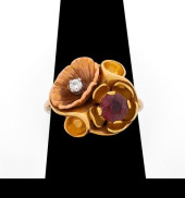 14K YELLOW GOLD DIAMOND GARNET