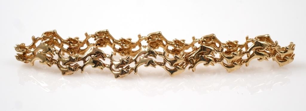 14K YELLOW GOLD DOUBLE DOLPHIN