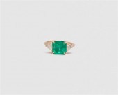 14K YELLOW GOLD, EMERALD, AND