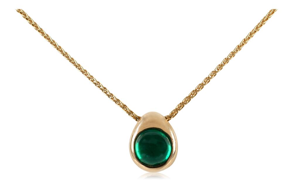 14K YELLOW GOLD EMERALD CABOCHON