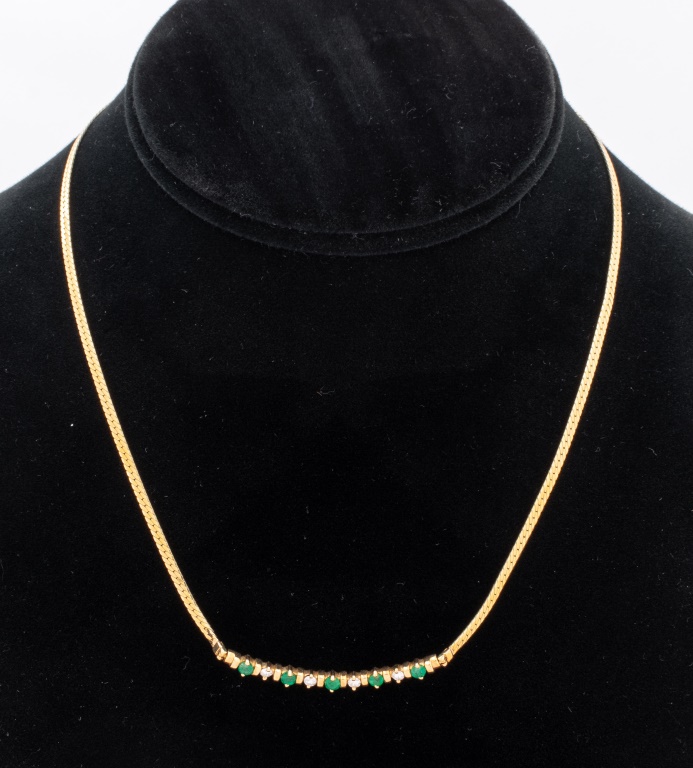 14K YELLOW GOLD EMERALD DIAMOND