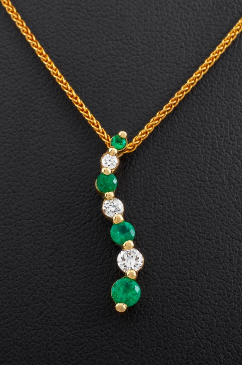 14K YELLOW GOLD EMERALD DIAMOND