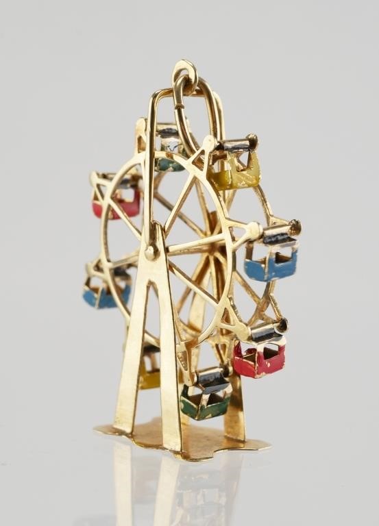 14K YELLOW GOLD ENAMEL FERRIS WHEEL