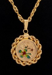 14K YELLOW GOLD ENAMEL JUDAICA