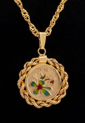 14K YELLOW GOLD ENAMEL JUDAICA