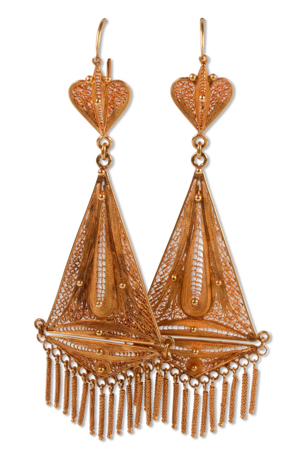14K YELLOW GOLD FILIGREE EARRINGS 3