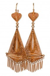 14K YELLOW GOLD FILIGREE EARRI