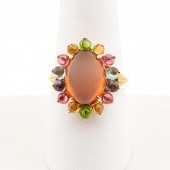 14K YELLOW GOLD, GARNET & TOUR