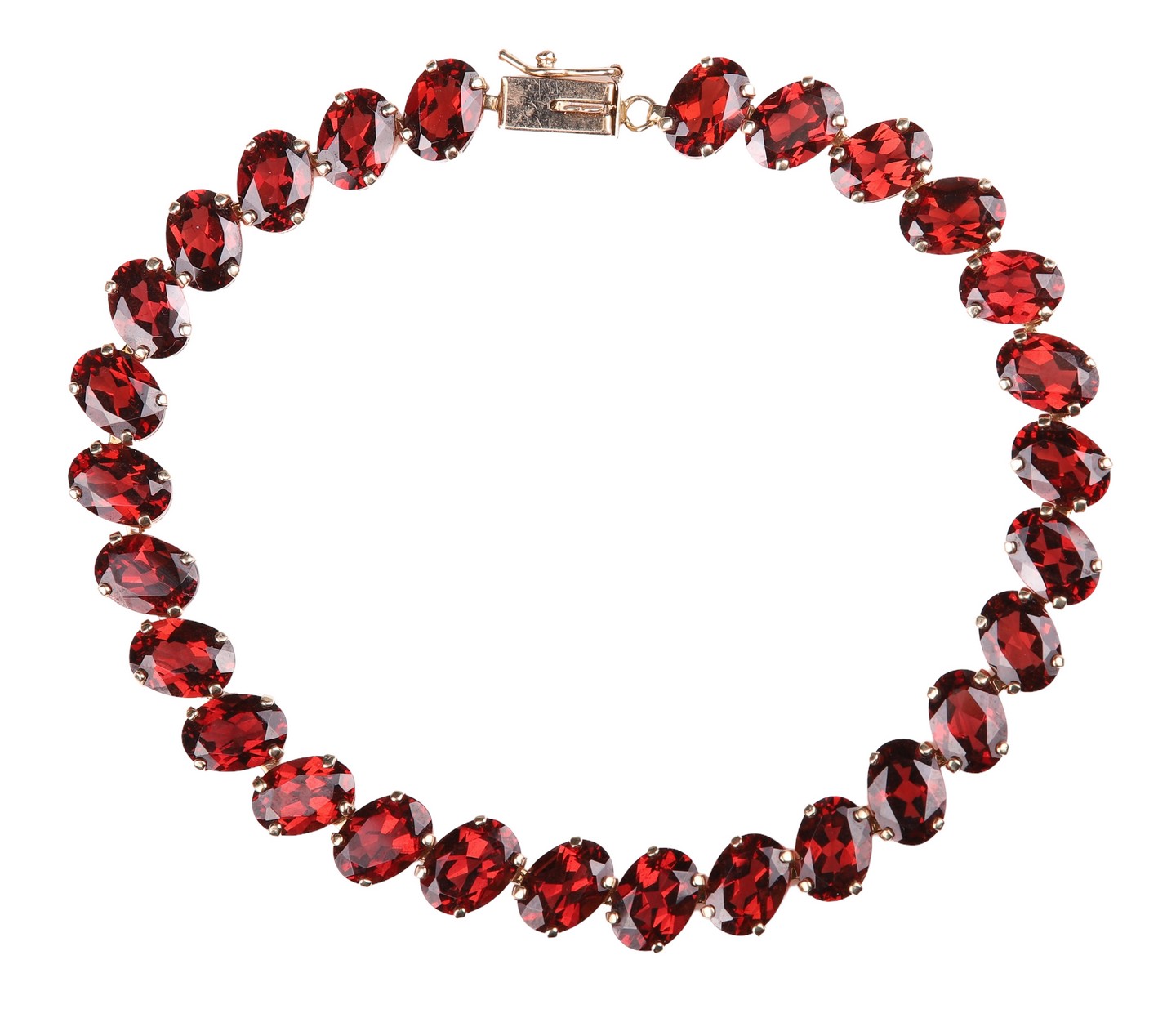 14K yellow gold garnet bracelet,