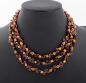 14K YELLOW GOLD GARNET TRIPLE