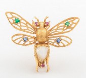 14K YELLOW GOLD & GEMSTONE FLY