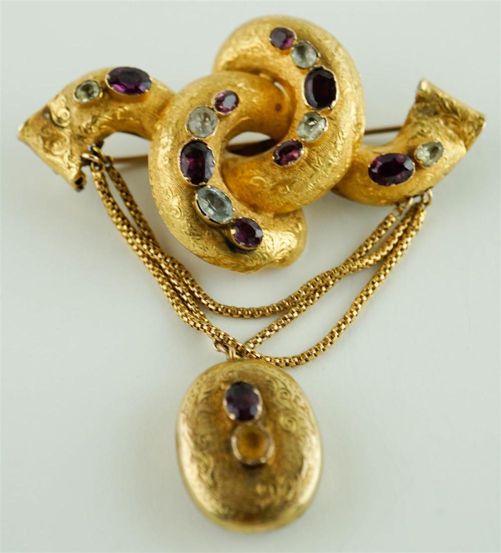14K YELLOW GOLD GEMSTONE PIN WITH