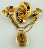 14K YELLOW GOLD GEMSTONE PIN W