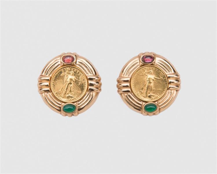 14K YELLOW GOLD, GOLD COIN, AND