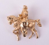 14K YELLOW GOLD HORSE AND RIDE