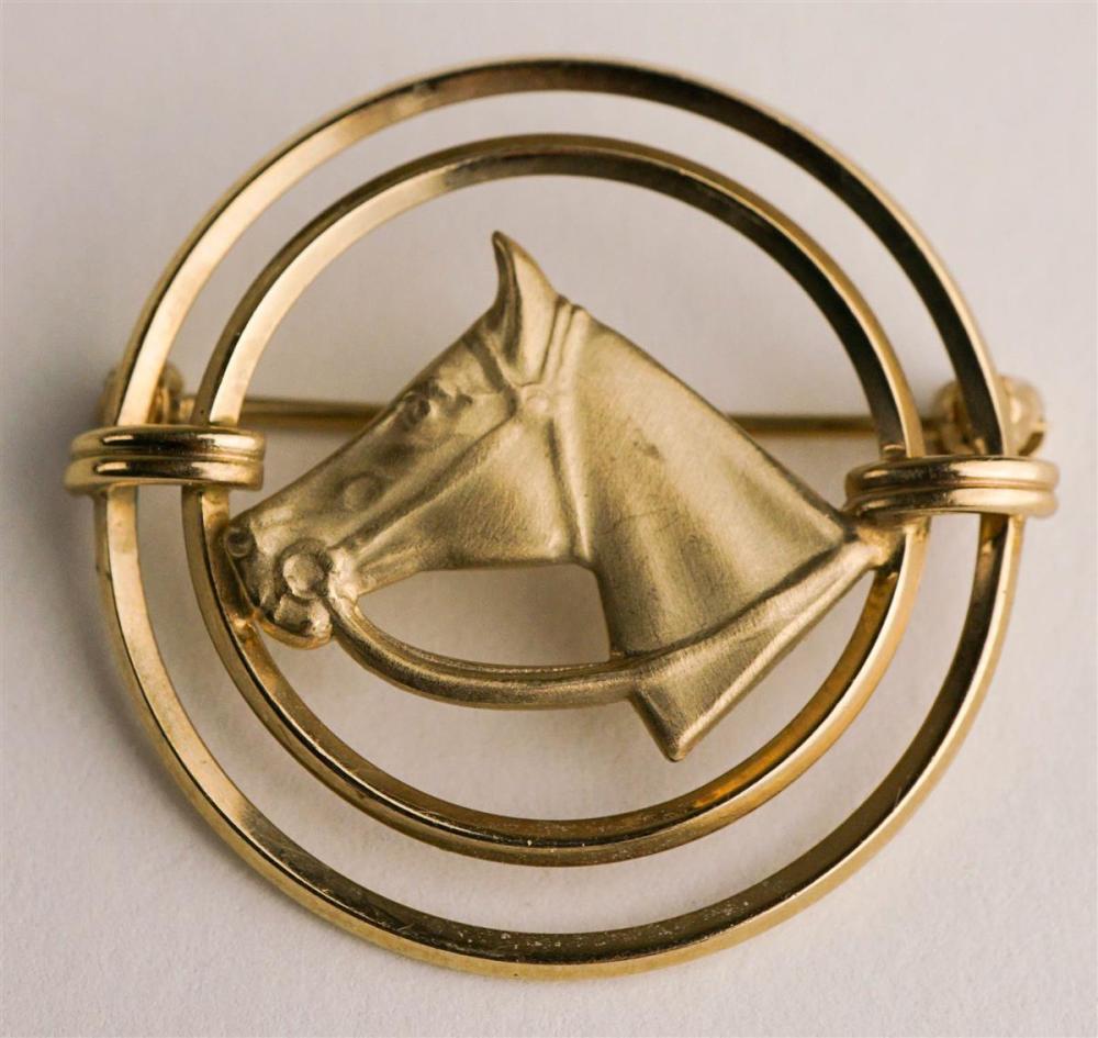 14K YELLOW GOLD HORSE HEAD PIN14K