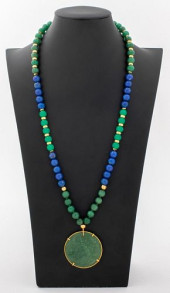 14K YELLOW GOLD JADE LAPIS NEC